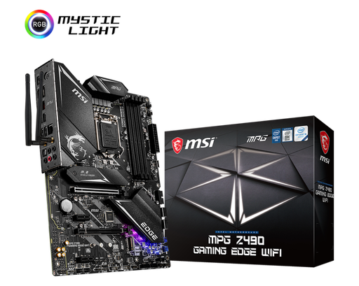 [MPGZ490] MSI MPG Z490 Edge WiFi LGA 1200 ATX Motherboard : 4 x Dual Channel DDR4-4800(OC), 2x PCI-E 3.0 x16 Slots, 2 x PCIe 3.0 x1 Slots, x M.2 Slots, 6 x SATA 6Gb/s, 8-Channel(7.1) HD Audio.