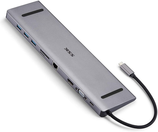 [C560R] SSK SHU-C560 USB Type-C 10 in 1 Adapter Dock USB 3.0 HDMI VGA SD/TF Card Reader
