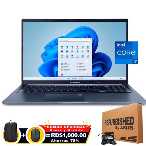 [F1502ZAWH74RFF] ❞𝐑𝐞𝐟𝐮𝐫𝐛𝐢𝐬𝐡𝐞𝐝❞ Asus VivoBook F1502ZA-WH74 15.6&quot; FHD Touch Core™ i7-1255U 512GB SSD 16GB W11 BLUE Bcklt