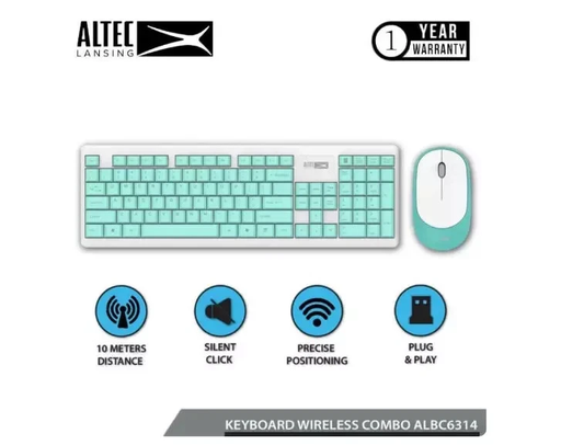 [6970939959516] ALBC6314 Wireless Keyboard &amp; Mouse Combo Slim Design - ENGLISH - WHITE
