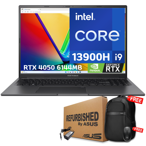 [K3605VUWS96RFF] Asus Vivobook 16X K3605VU-WS96 16" WUXGA (1920x1200) 120Hz Core™ i9-13900H 1TB SSD 16GB W11 NVIDIA® RTX 4050 6GB SILVER Bcklt