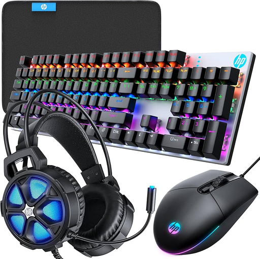 [GM3000] HP Gaming Combo Teclado Espanol Mecanico, Mouse,Headset 3.5 Jack+USB