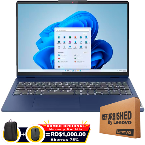 [82XM00BAUSRFF] ❞𝐑𝐞𝐟𝐮𝐫𝐛𝐢𝐬𝐡𝐞𝐝❞ Lenovo Slim 3 15ABR8 15.6" FHD Touch Ryzen™ 7 7730U 512GB SSD 16GB W11 BLUE Bcklt